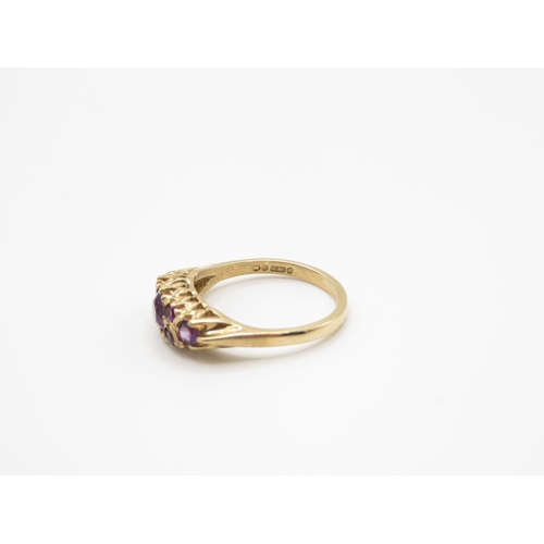 87 - 9ct gold and amethyst vintage ring size O  3.1g