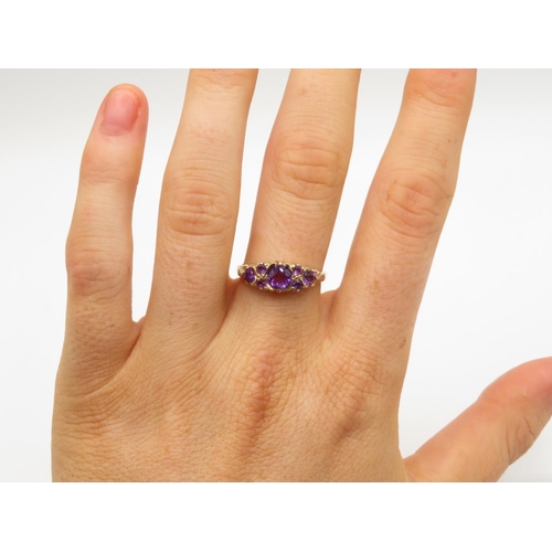 87 - 9ct gold and amethyst vintage ring size O  3.1g