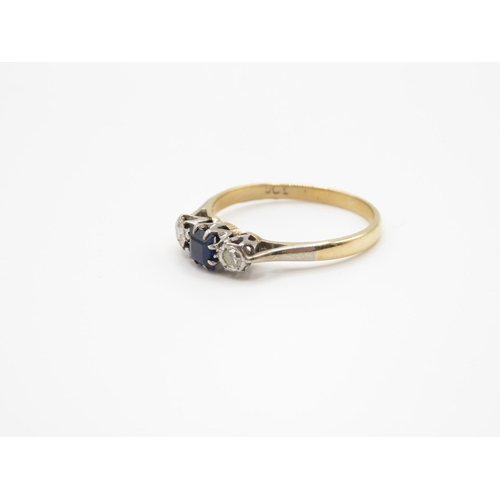 88 - 9ct gold sapphire and diamond ring size O  2g