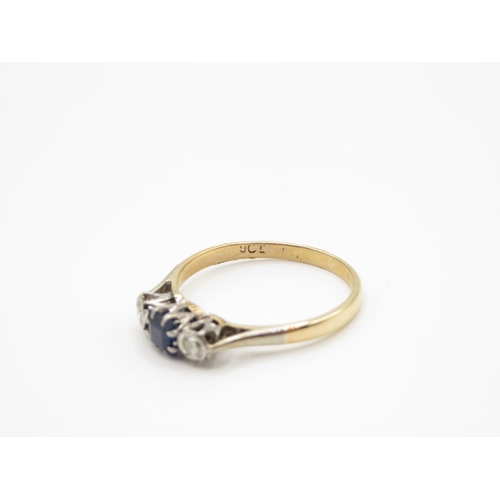 88 - 9ct gold sapphire and diamond ring size O  2g