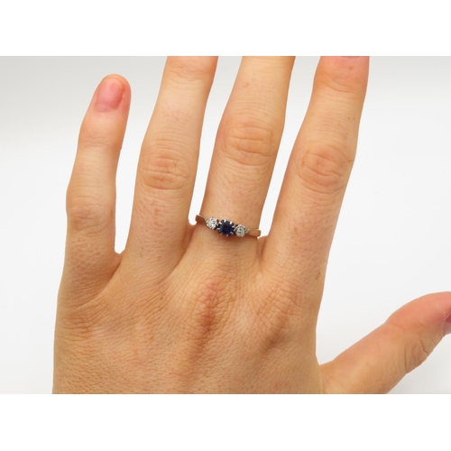 88 - 9ct gold sapphire and diamond ring size O  2g