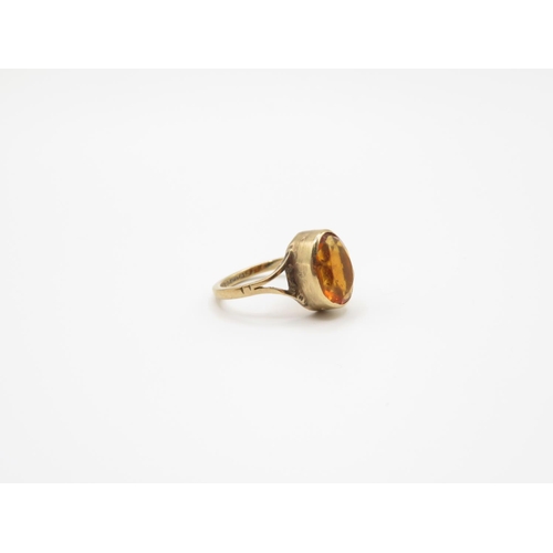 92 - 9ct gold with orange stone ring  size G  2g