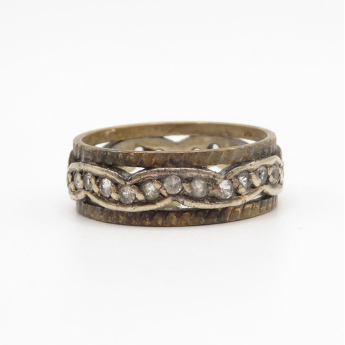 93 - 9ct gold with diamond band ring size N  4.4g