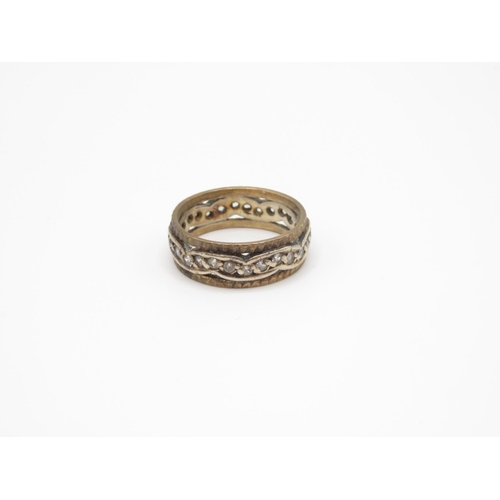 93 - 9ct gold with diamond band ring size N  4.4g