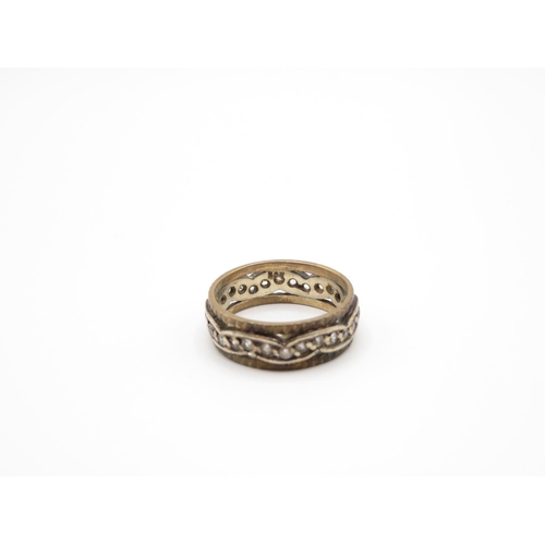 93 - 9ct gold with diamond band ring size N  4.4g