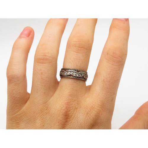 93 - 9ct gold with diamond band ring size N  4.4g