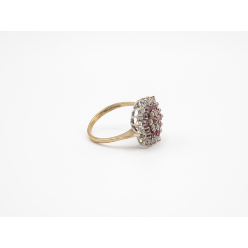 96 - 9ct gold ruby and diamond ring  size P  3.4g