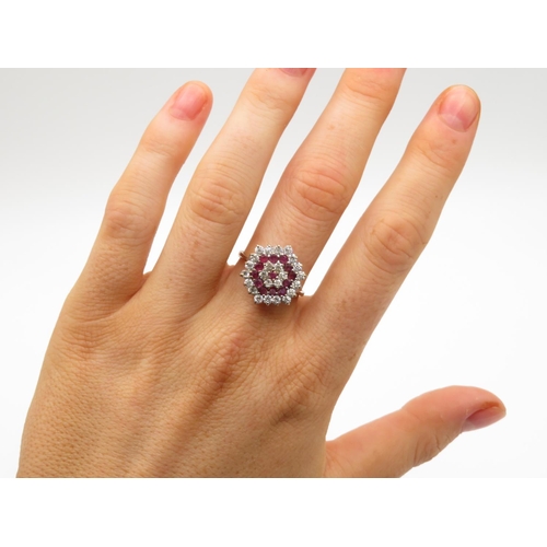 96 - 9ct gold ruby and diamond ring  size P  3.4g