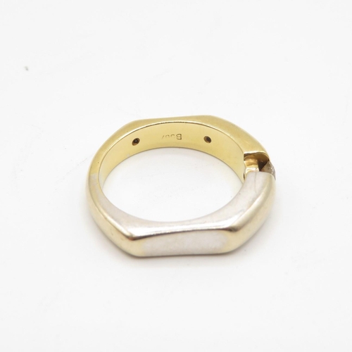 1 - 18ct gold artisan made white and yellow gold ring with a 3.65mm spread diamond 7.3g  size N