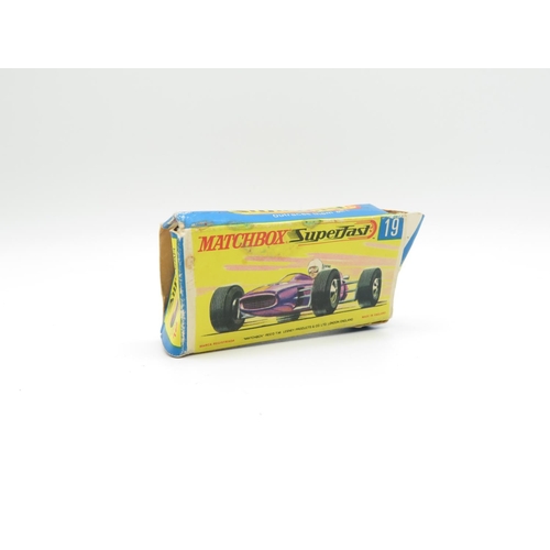 145 - Matchbox Superfast Lotus racing car number 19 MIB - box has slight damage