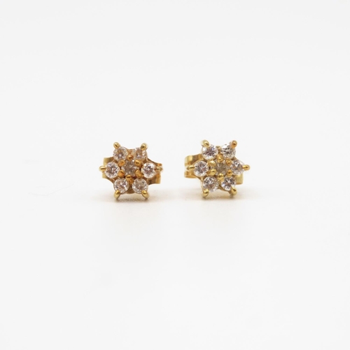 2 - Pair of 18ct gold and diamond earrings  .9g