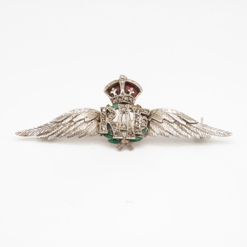 20 - 18ct gold platinum and diamond sweetheart RAF brooch 60mm long  6.1g