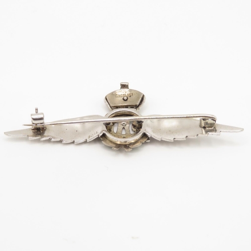 20 - 18ct gold platinum and diamond sweetheart RAF brooch 60mm long  6.1g