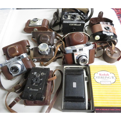 231 - 8x vintage cameras inc Kodak, Coronet, Voigtlander, and Halina - untested