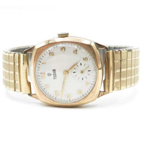 316 - 9ct gold Gent's Tudor Rolex wristwatch - watch runs and keeps time but not time tested - 30mm dial