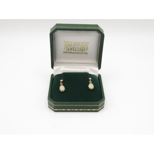 54 - 18ct gold and opal earrings boxed  1.8g