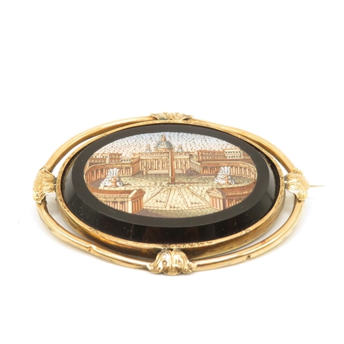 58 - 18ct gold and micromosaic brooch of The Vatican in excellent condition high quality work - brooch is... 