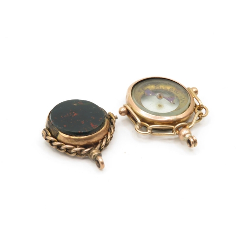 69 - 2x 9ct gold spinner fobs  12.5g