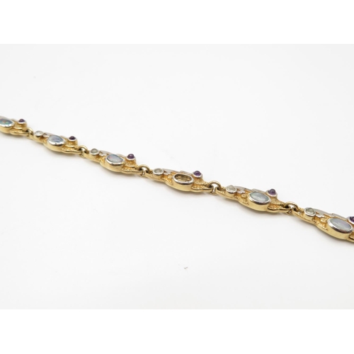 73 - 9ct gold bracelet with cabochon opals inserted 19cm long  16g - as seen