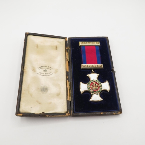 79 - 925 silver in original box DSO medal with all intact enamel by Garrard and Co.