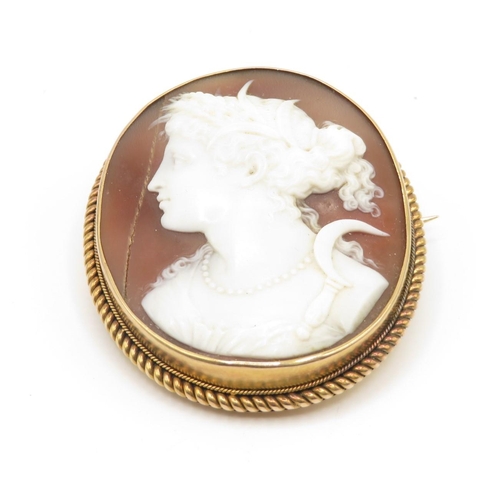 9 - 15ct boxed cameo brooch with glass back mid-Victorian  25.2g