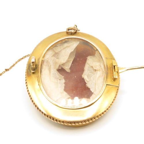 9 - 15ct boxed cameo brooch with glass back mid-Victorian  25.2g