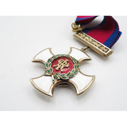 79 - 925 silver in original box DSO medal with all intact enamel by Garrard and Co.