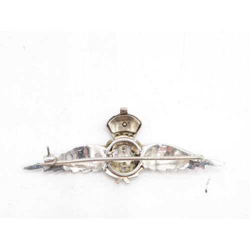 20 - 18ct gold platinum and diamond sweetheart RAF brooch 60mm long  6.1g