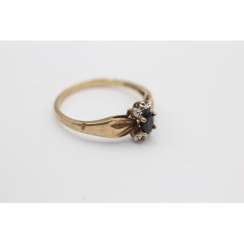 105 - 9ct gold sapphire & diamond ring (1.7g) Size N