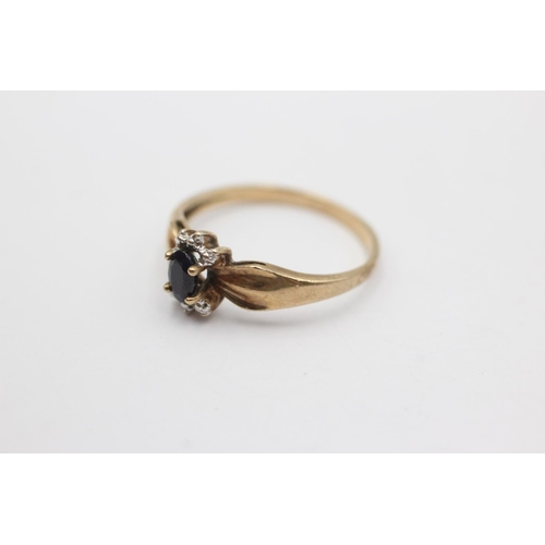 105 - 9ct gold sapphire & diamond ring (1.7g) Size N