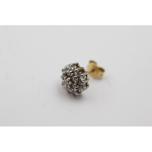 117 - 9ct gold diamond cluster stud earrings (3.6g)