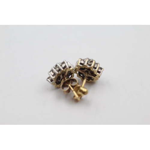 117 - 9ct gold diamond cluster stud earrings (3.6g)