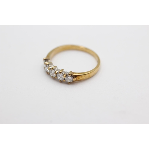 123 - 9ct gold diamond five stone ring (1.6g) Size K