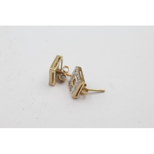 13 - 9ct gold diamond stud earrings (1.7g)