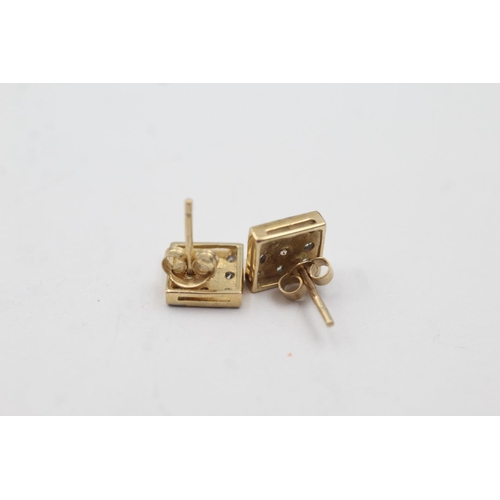 13 - 9ct gold diamond stud earrings (1.7g)