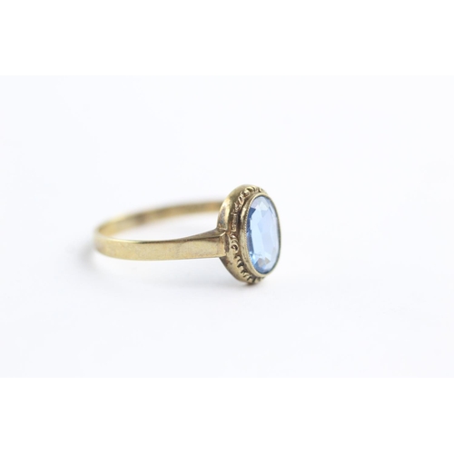 143 - 9ct gold vintage blue synthetic spinel dress ring (1.3g) Size Q