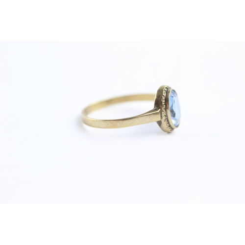 143 - 9ct gold vintage blue synthetic spinel dress ring (1.3g) Size Q