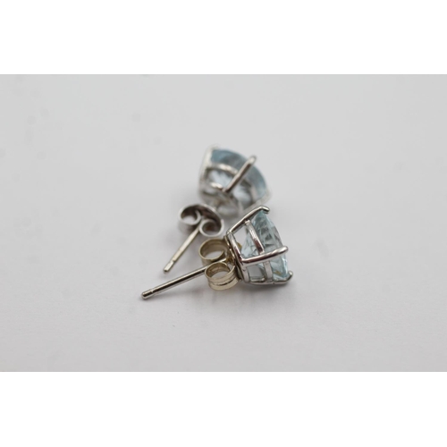 145 - 9ct white gold aquamarine stud earrings (1.2g)