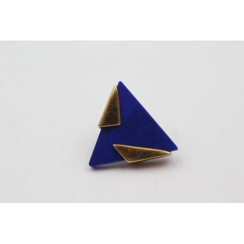 155 - 14ct gold lapis lazuli stud earrings (5g)