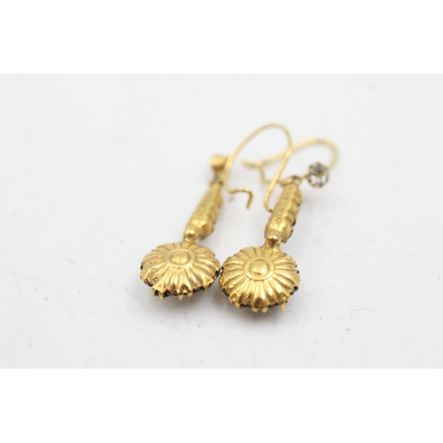 163 - 9ct gold paste drop earrings (1.8g)