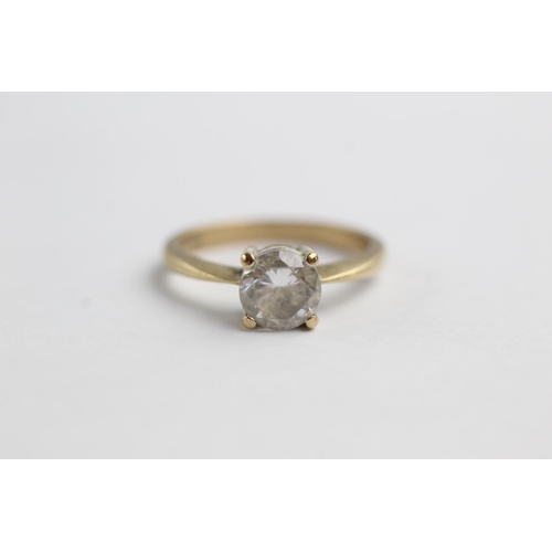 172 - 9ct gold clear gemstone solitaire ring (2.6g) Size M