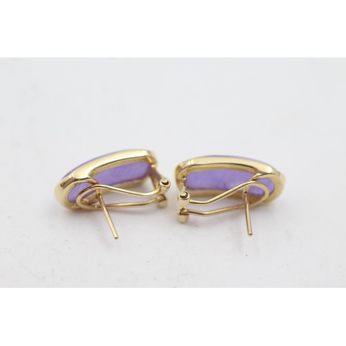 176 - 14ct gold framed lavender jade earrings (5.3g)