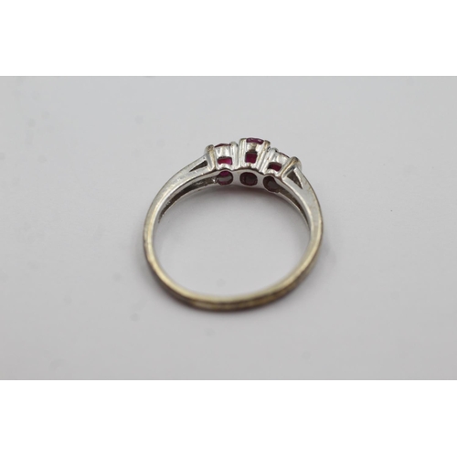 189 - 9ct white gold ruby & diamond ring (2.4g) Size L