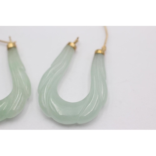 206 - 9ct gold jade earrings (11.4g)