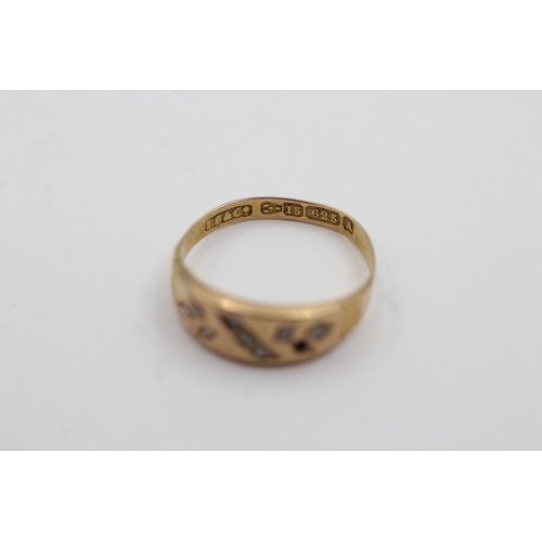 222 - 15ct gold antique diamond set ring hallmarked Chester, as seen (1.6g) Size N