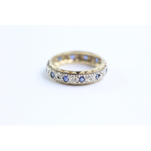 233 - 9ct gold sapphire & diamond eternity ring (3.5g) Size O