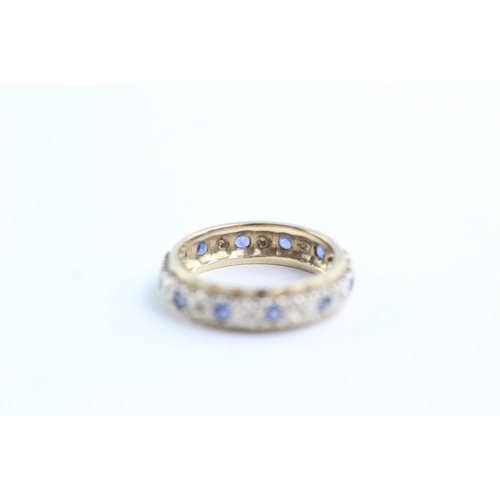 233 - 9ct gold sapphire & diamond eternity ring (3.5g) Size O