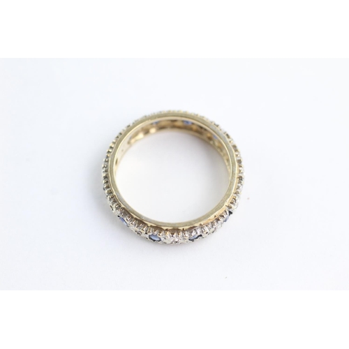 233 - 9ct gold sapphire & diamond eternity ring (3.5g) Size O