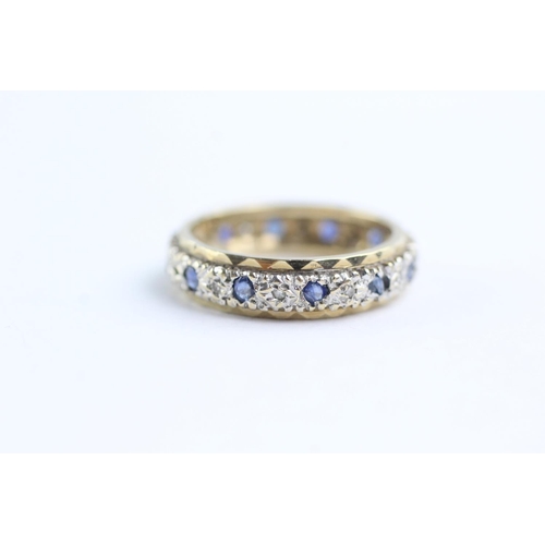 233 - 9ct gold sapphire & diamond eternity ring (3.5g) Size O