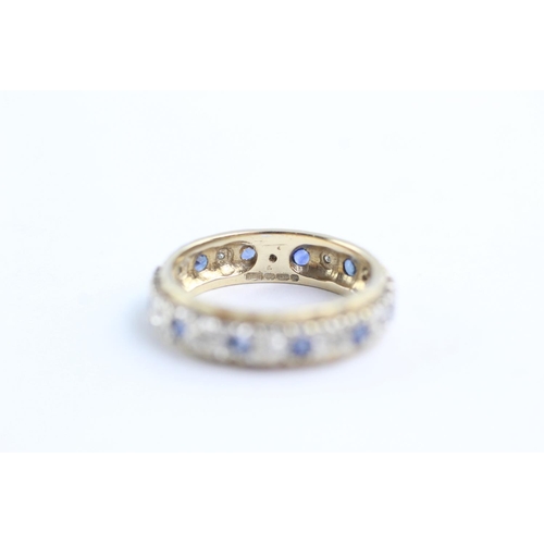 233 - 9ct gold sapphire & diamond eternity ring (3.5g) Size O